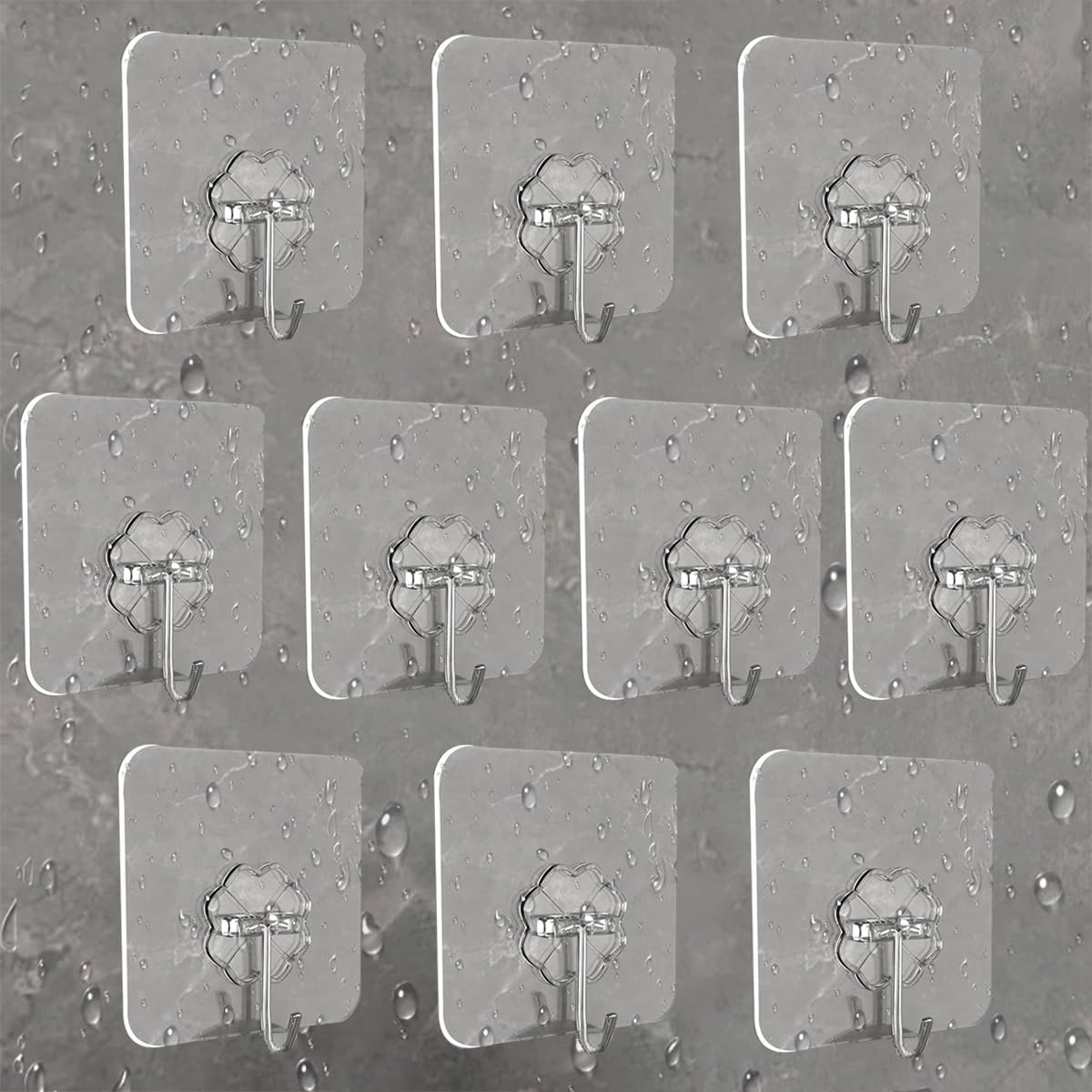 10Pcs Adhesive Hooks Transparent Waterproof Utility Hooks for Bathroom Kitchen Living Room Wardrobe Key Wall Hooks(Ox Horn)