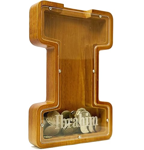 Vista 94 de Personalized Wooden Alphabet Piggy Bank-Kids Piggy Bank-Boys Girls Piggy Bank-Coin Piggy Bank-Bank-Can be Used as Christmas-Birthday Gift-Kids Gift