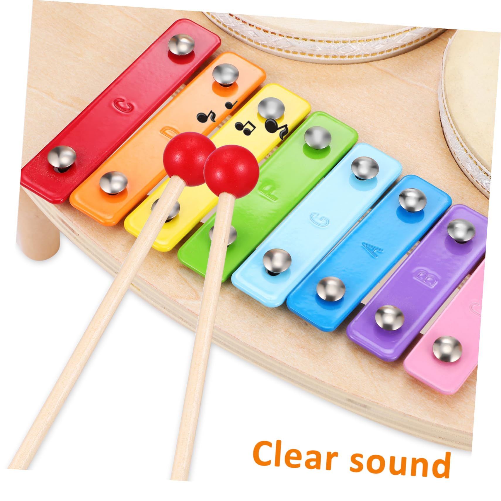 ibasenice Instrumentos de Percusión de Madera Xilófono Batería Pandereta para Música y Iluminación Herramienta Melódica de Madera Instrumentos Musicales