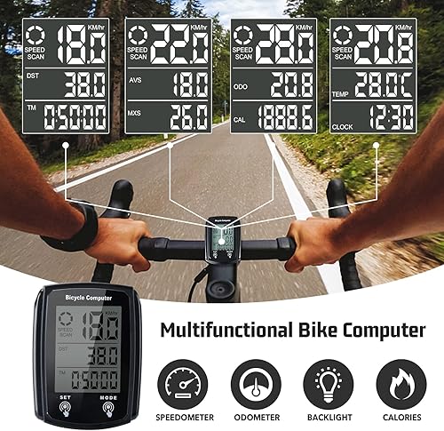 Miniatura 2 de Wired Bike Computer,MPH KMH Bicycle Computer,Digital LCD Backlight Display Bike Speedometer,Waterproof Cycling Computers Odometer