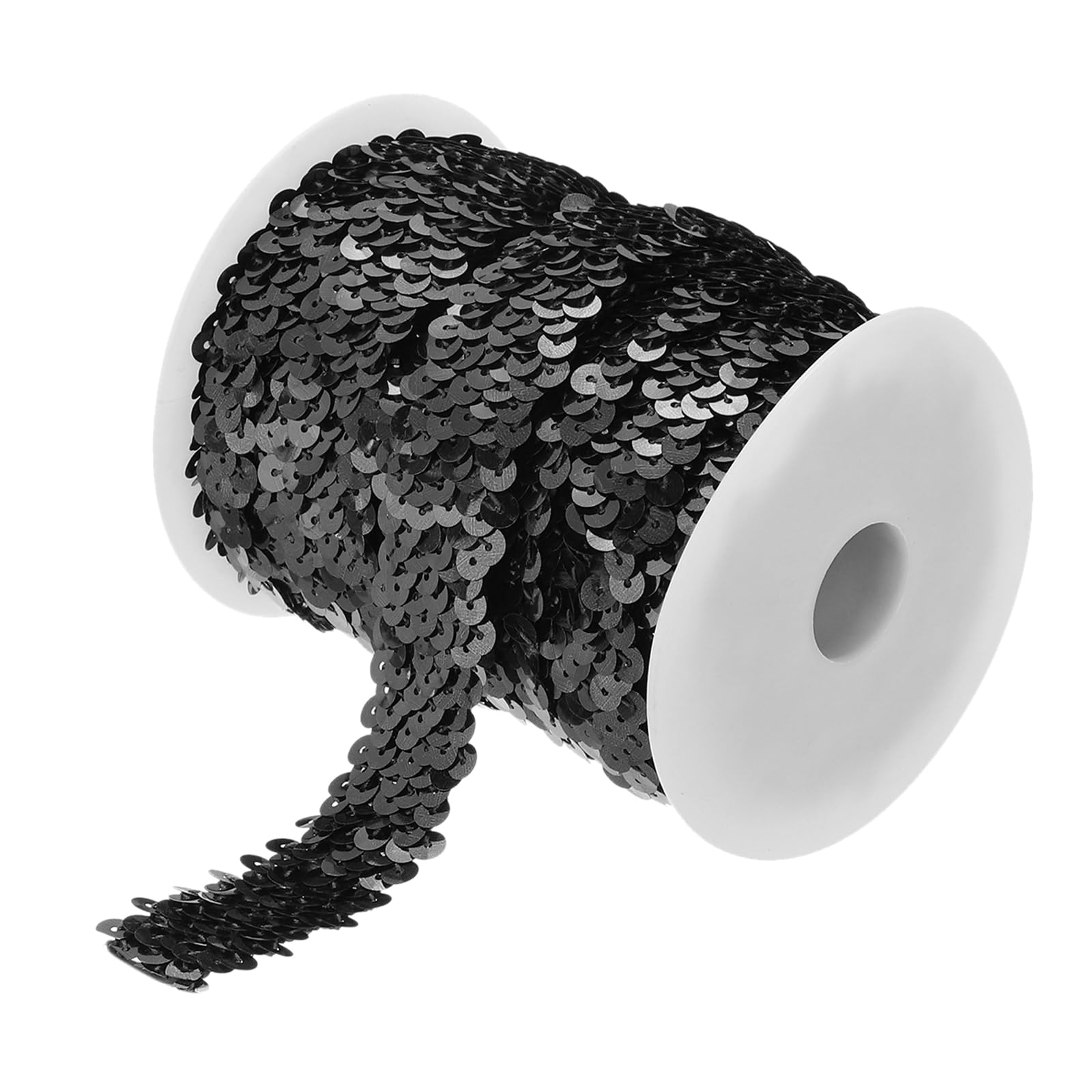 sourcing map 10 Yards 1.2 Inch Elastic Sequins Trim 3 Row Flat Sequin Strip Paillette Sequins Fabric Ribbon for Crafts DIY Sequin Fringe Sewing Black