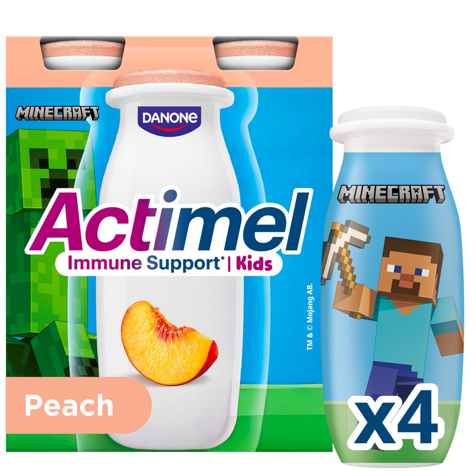 Actimel Kids Peach Yoghurt Drink, 4x100g