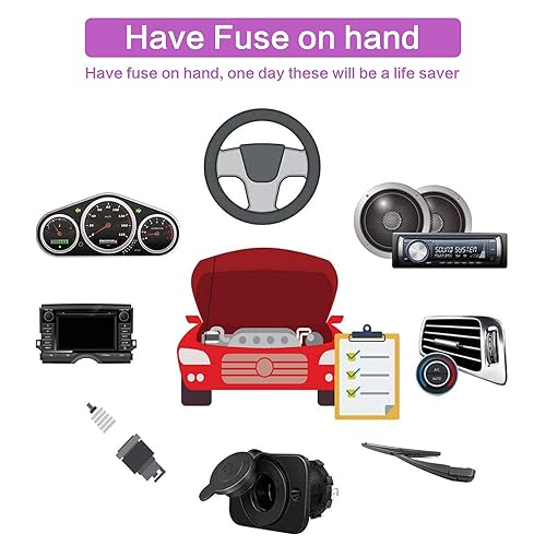 Miniatura 4 de Yiwanson - Juego surtido de fusibles de 130 piezas, mini fusibles de hoja estándar automotriz surtidos, fusible marino de perfil bajo,