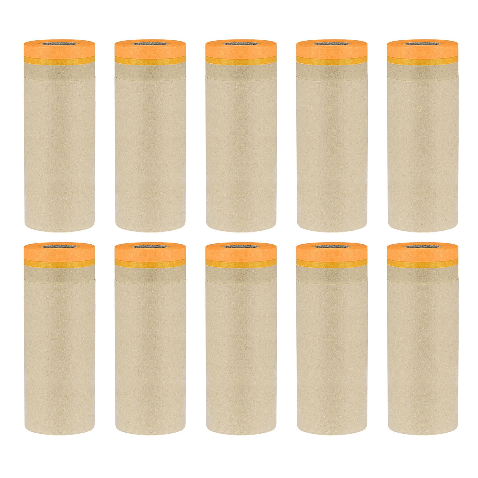 QUARKZMAN 10 Piezas De Papel Pretapeado 18 Pulgadas X 49 Pies Papel Marrón Cinta De Alto Pegamento Película Para Pintores Para Pintar Protección Y Cubrimiento De Pisos Automotrices Naranja