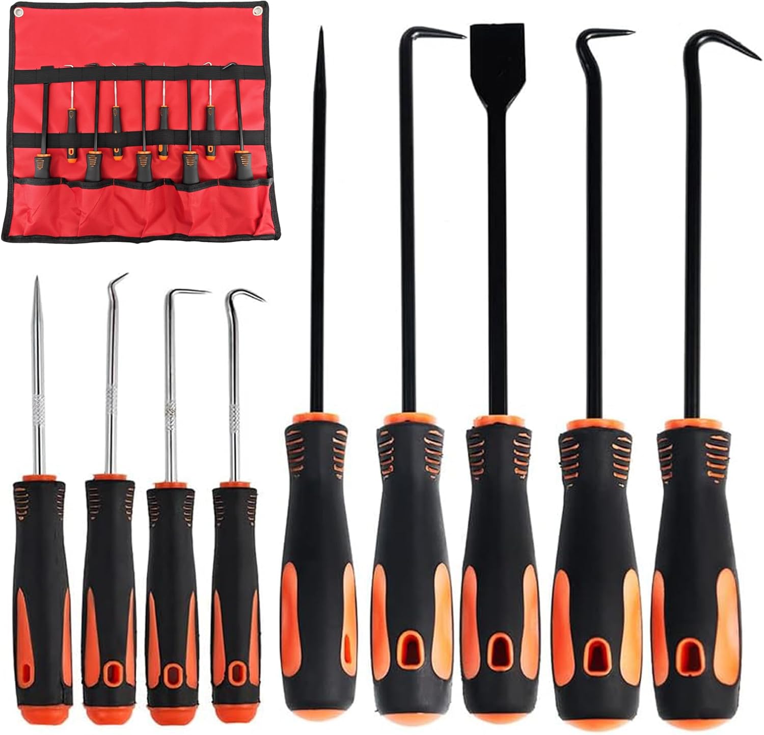 Hook and Pick Set with Case 13 Pcs - Clip Pliers & Fastener Remover, Gasket Scraper Tool, Magnetic Pick Up Tool, for Hose Removal Puller and Auto Upholstery Combo Repair Kit