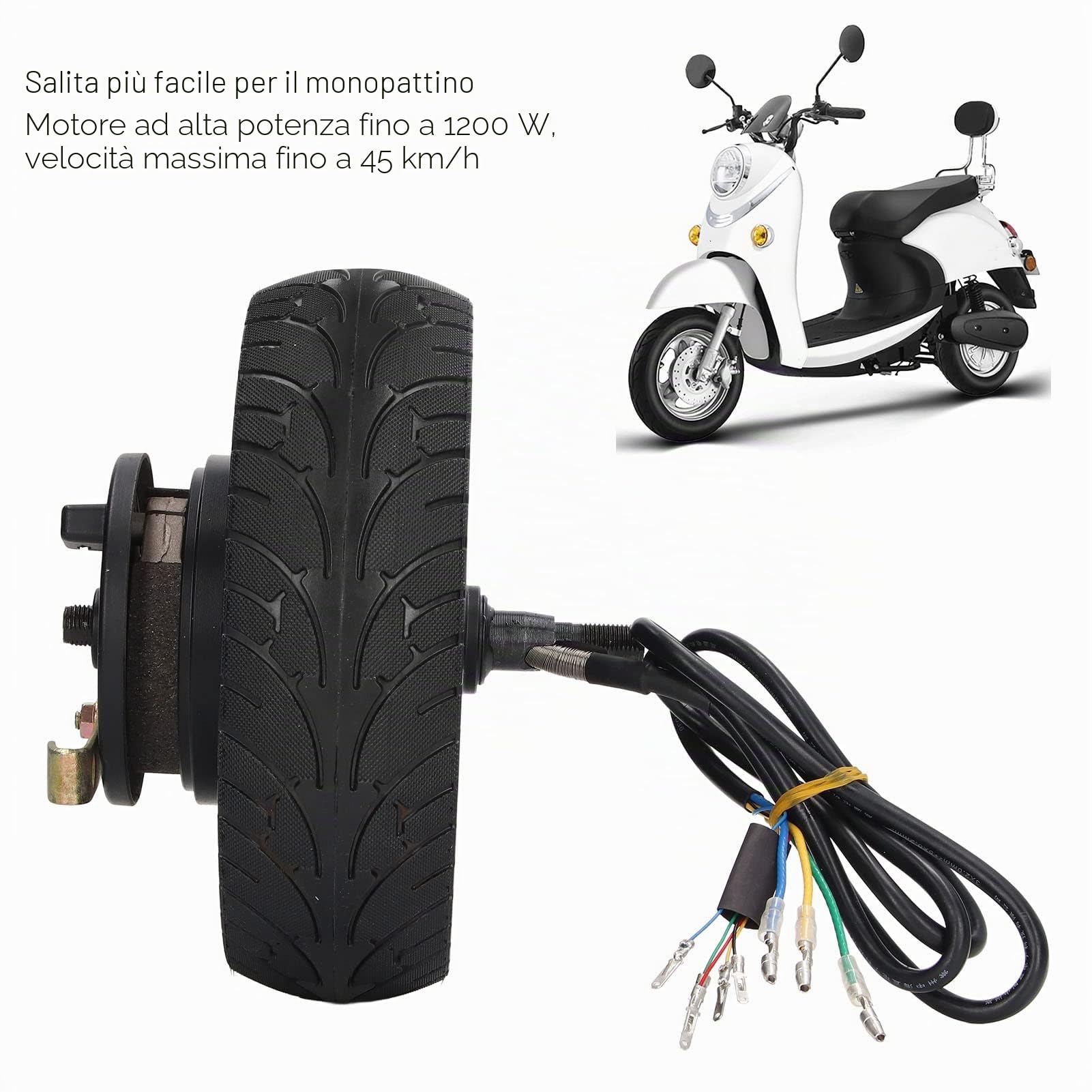 Tbest Motore del della ruota 8 pollici con freno a tamburo 36V-48V 500W a 1200W 1400 RPM Impermeabile Universale per bicicletta elettrica scooter