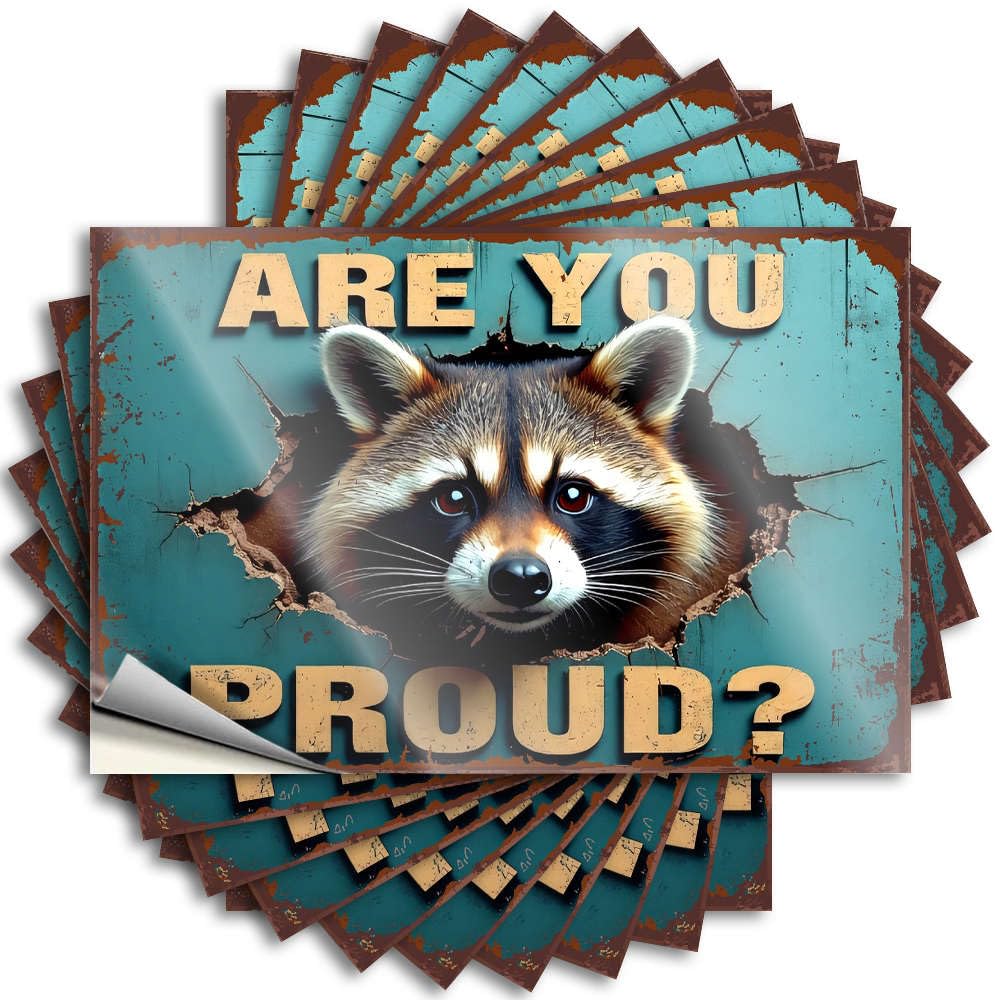 Sticker Funny Outside Fall Decor Bumper are You Proud? Raccoon Breaks Through. - No Residue Decals for Fishing(12X18CM)