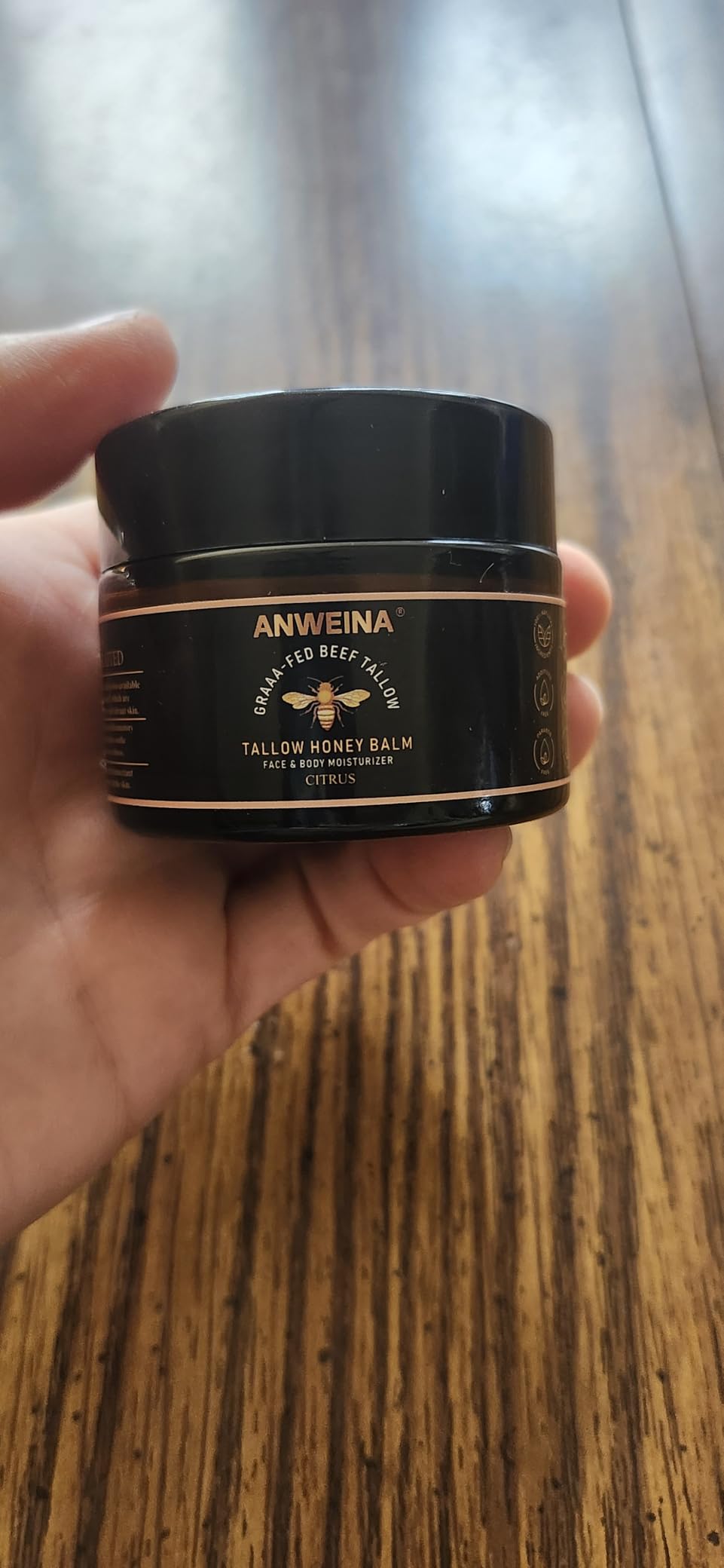 Eqimznv Beef Tallow for Skin, Organic Grass-Fed Beef Tallow Balm with Row Honey, Tallow and Honey Balm, Tallow Face Moisturizer for Face Body, Natural Formula for Dry & Sensitive Skin (2 OZ, Citrus)