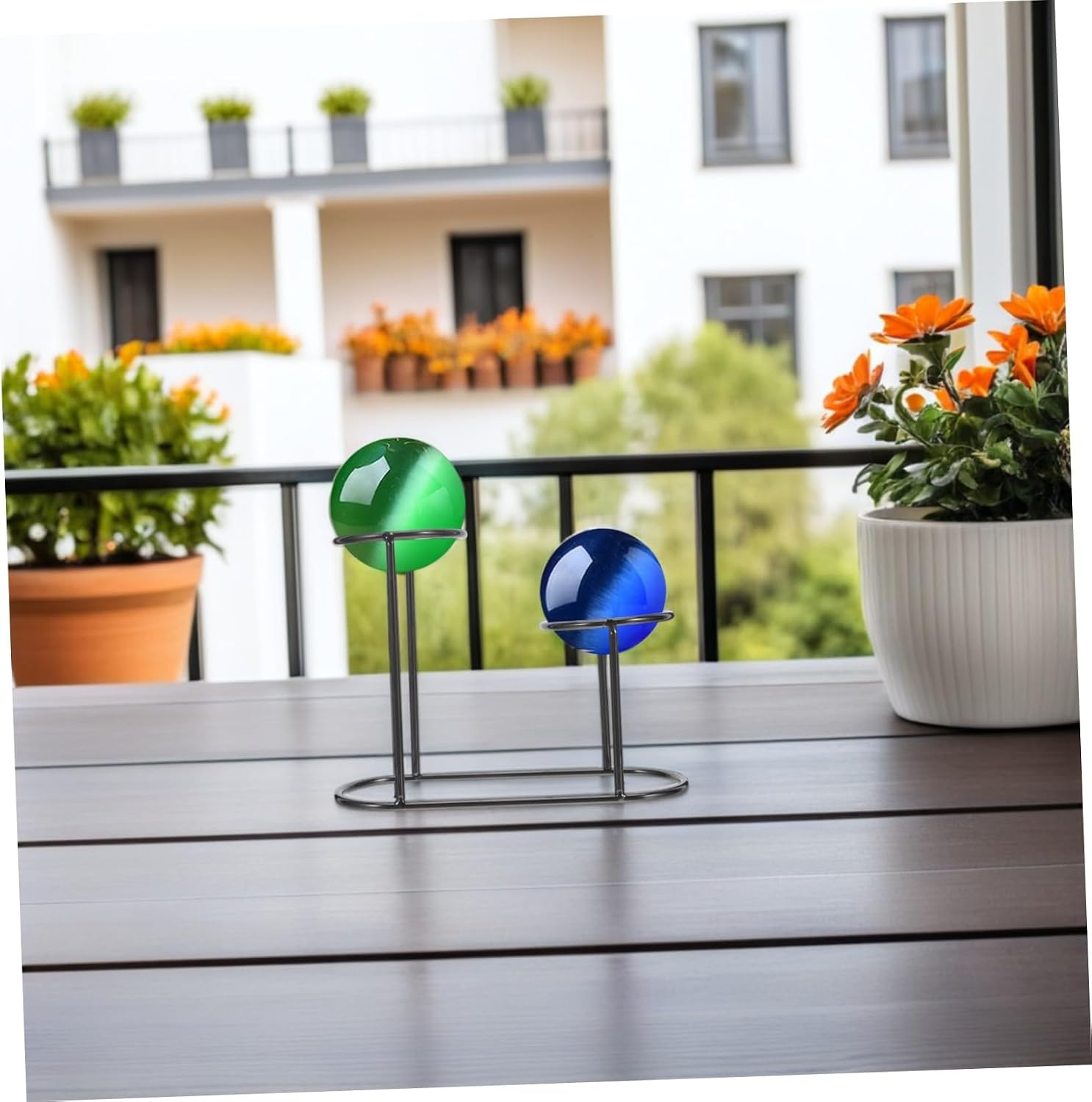 Metal Crystal Ball Holder Stand with Double Ring Frame, 5cm 3.5cm