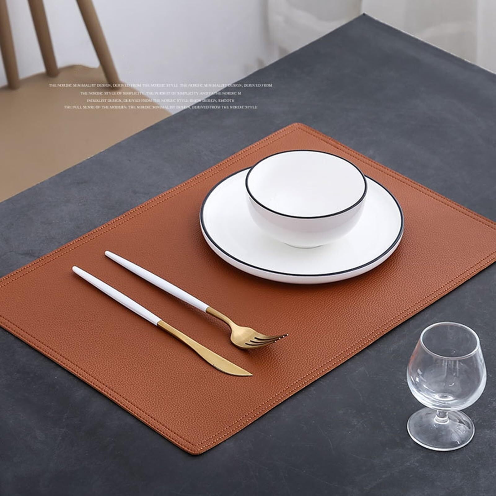 Tischsets aus Leder, hitzebeständig, rutschfest, wasserdicht, für Zuhause, Küche, Restaurant, Esstisch im Freien (dunkelblau, 8 Stück)