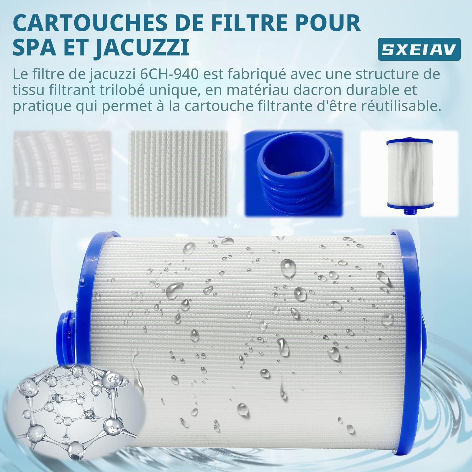 Lot de 2 filtres pour Spa,Remplacement filtres pour Unicel 6CH-940