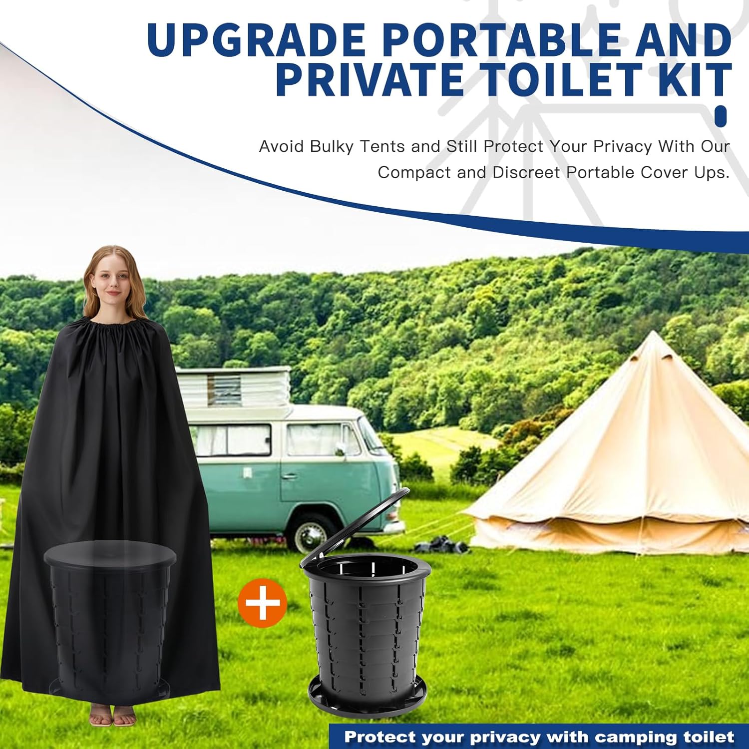 Portable Toilet Kit for Adults, Retractable Camping Toilet with Wearable Privacy Tent Outdoor Travel Toilet with Privacy Shelters Folding XL Potty with Adjustable Height for Hiking,Car,RV Portable Toilet Kit for Adults, Retractable Camping Toilet with Wearable Privacy Tent Outdoor Travel Toilet with Privacy Shelters Folding XL Potty with Adjustable Height for Hiking,Car,RV