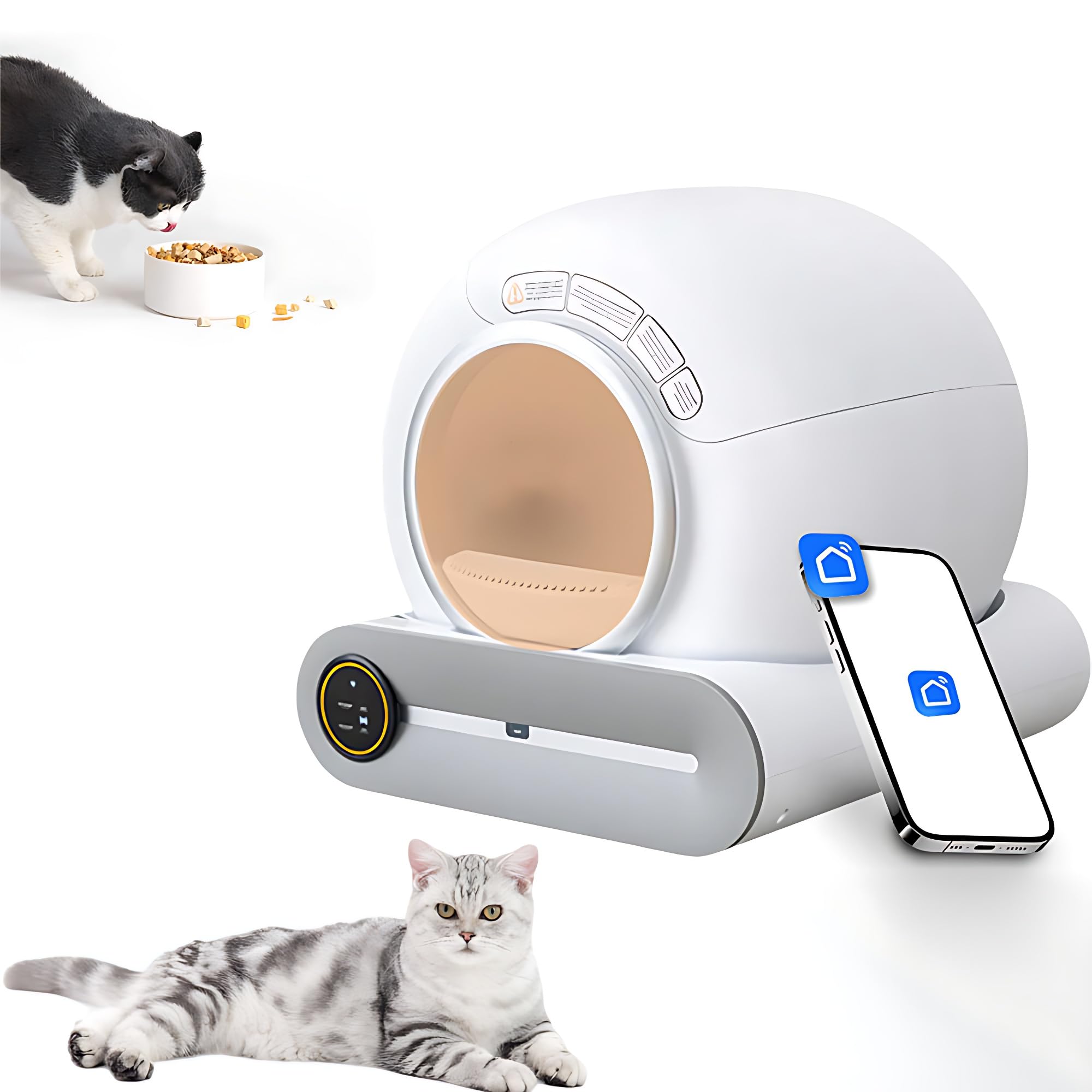 Boîte à litière de chat automatique connectée avec contrôle via application mobile