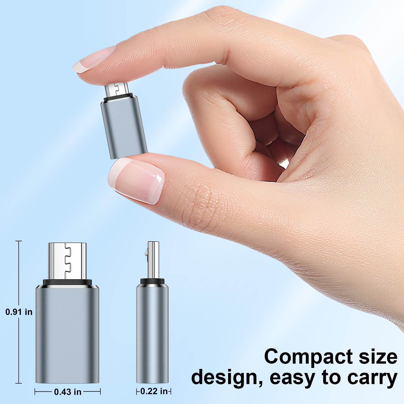 Adattatore da USB C a micro USB, confezione da 5 connettori USB tipo C femmina a micro USB maschio, per ricarica e sincronizzazione dati per Samsung Galaxy S7 Edge, S7, S6, J7, Nexus 5, 6, Note 5