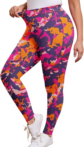 AusLook Plus Size Leggings for Women 26 Inch High Waisted Tummy Control Yoga Pants Soft Stretch Workout Lounge Pants 1X-5X