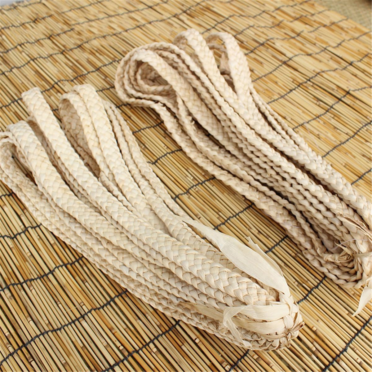 Czsycdsf 30 Meter 5 Strand Basket Natural Materials Corn Husk Leaf Braid DIY Rope, Grass Cord for Chair Caning, Basket Wicker Weaving and Wicker Furniture Making Basketry Repair Supplies, 2.5cm Width
