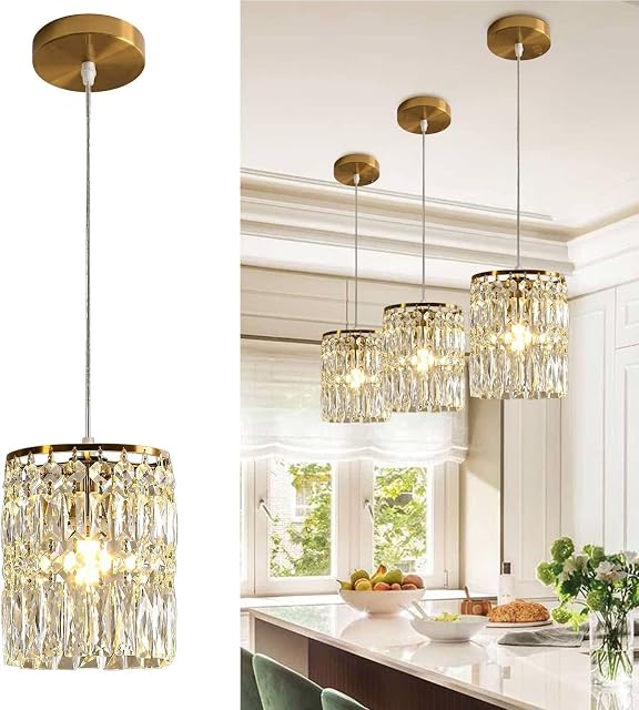 ZYDTRIP Chandelier Gold Crystal Ceiling Light Pendant Lighting Fixture for Living Room Dining Room Kitchen Hallway