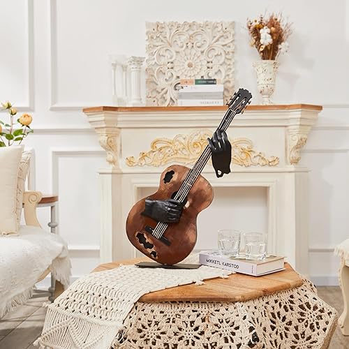 Miniatura 7 de Decoración musical de metal, escultura de guitarra hecha a mano de 23 pulgadas de alto, decoración del hogar, decoración de estatua occidental