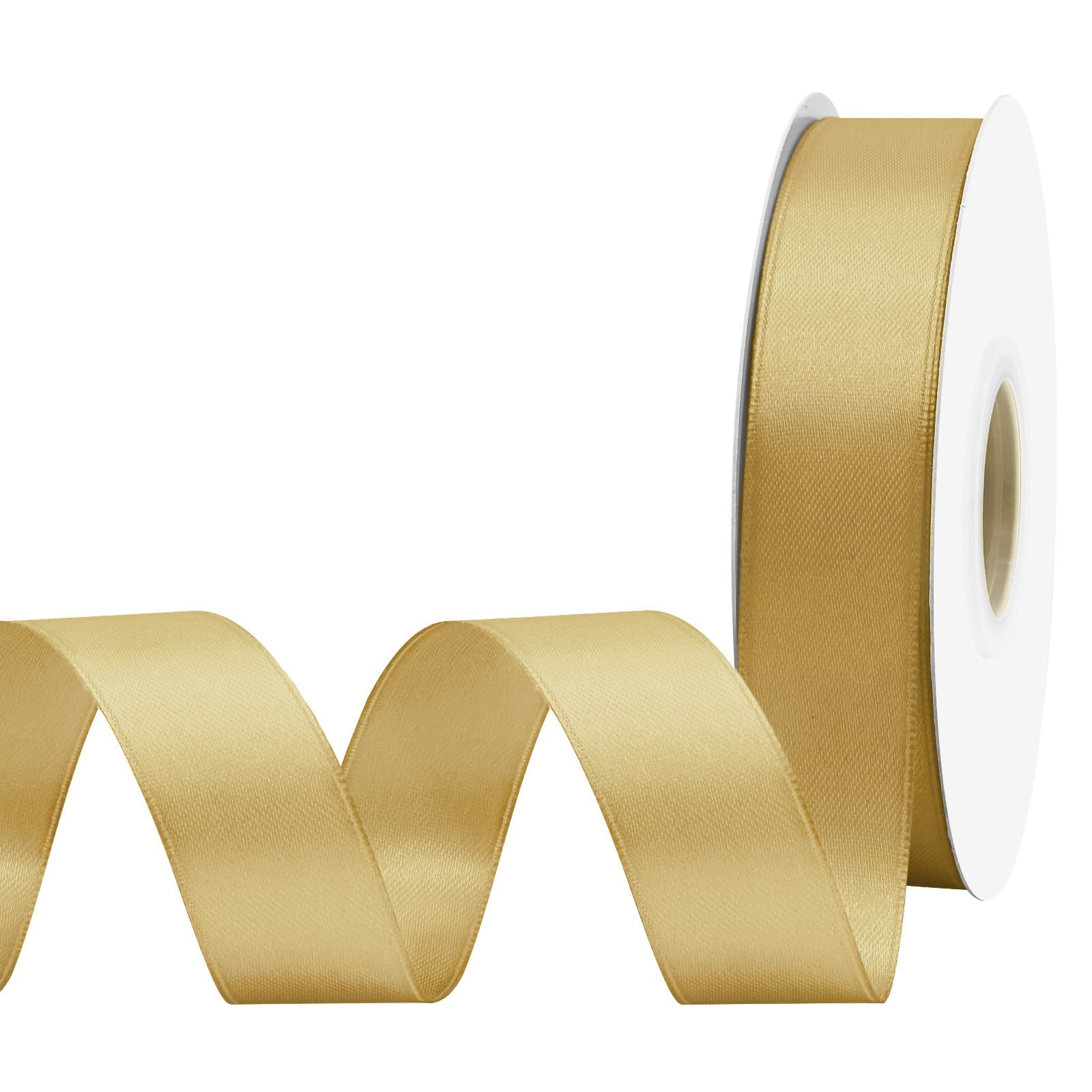 BVIEAKD 1 inch Wide 50 Yards Double Face Gold Satin Ribbon for Gift Wrapping Weddings Decoration Bouquet Balloons Arts Craft Sewing Hair Bow Invitation - Image 2