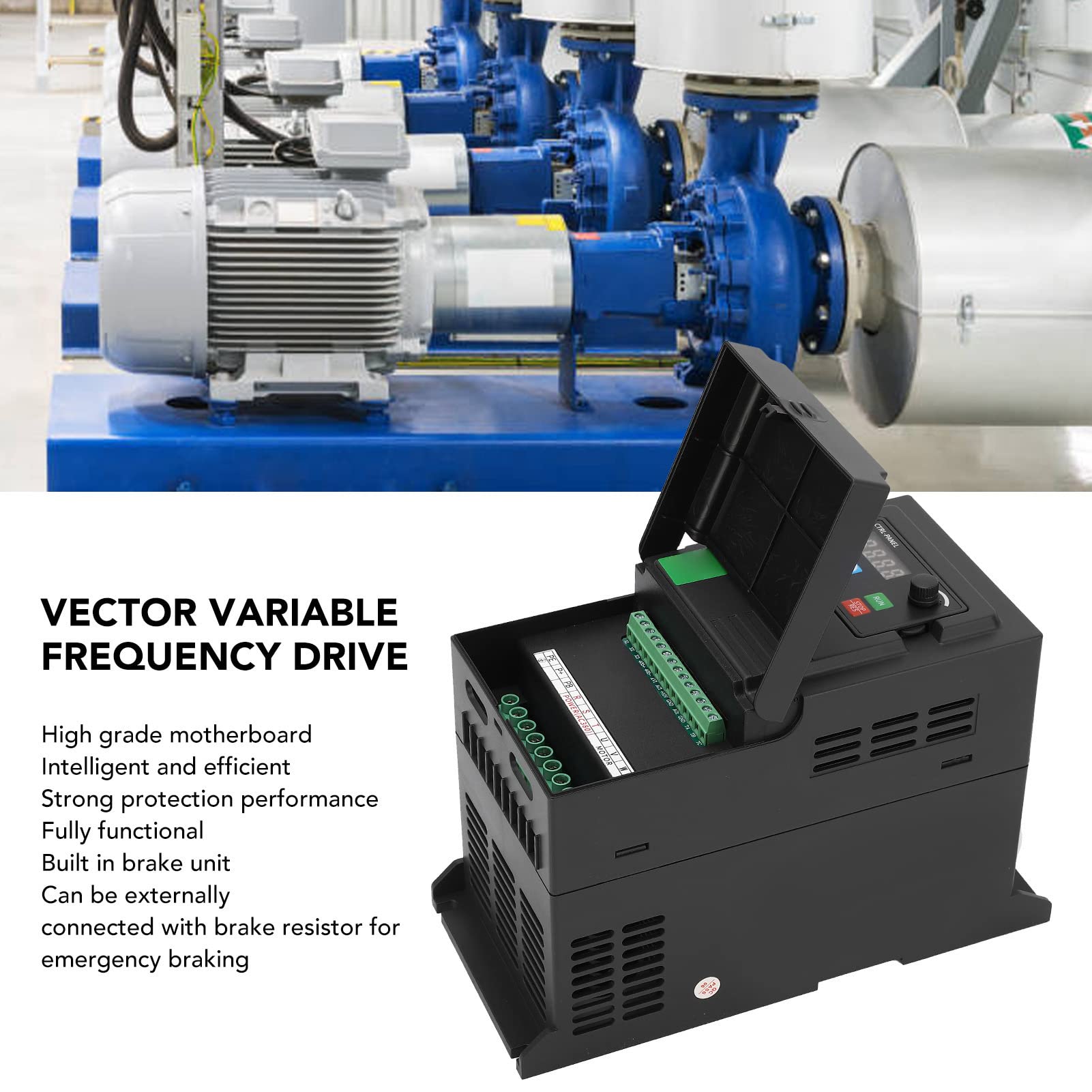 Marhynchus Variador de Frecuencia ABS Motor Inversor Monofásico 200 a 240V Entrada Trifásico 0 a 240V 4KW 15A Salida para Control de Velocidad del Motor en Bombas Ventiladores Equipos de Taller