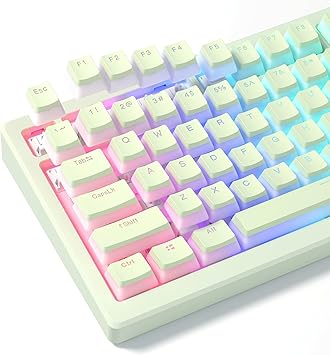 Womier Shine Through PBT Keycaps, Green Pudding Key caps, OEM Profile Double Shot Custom Keyboard Keycaps 130-key Set for 60% 65% 75% 100% Cherry Gateron MX Mechanical Keyboard-Matcha Green