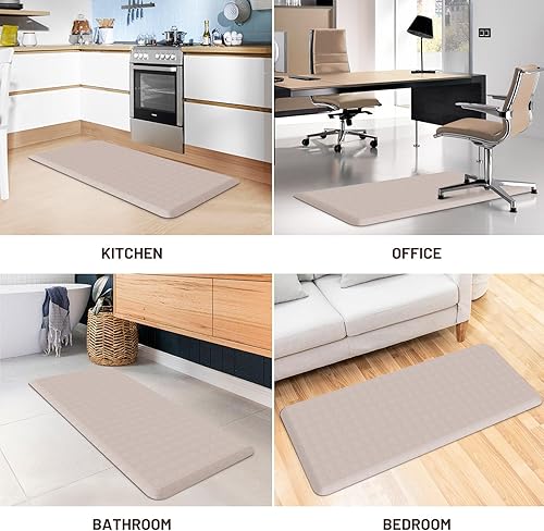Vista 175 de HappyTrends - Tapete acolchado antifatiga y antideslizante, 17.3 x 28 pulgadas, grueso, resistente, impermeable, ergonómico, cómodo, para cocina
