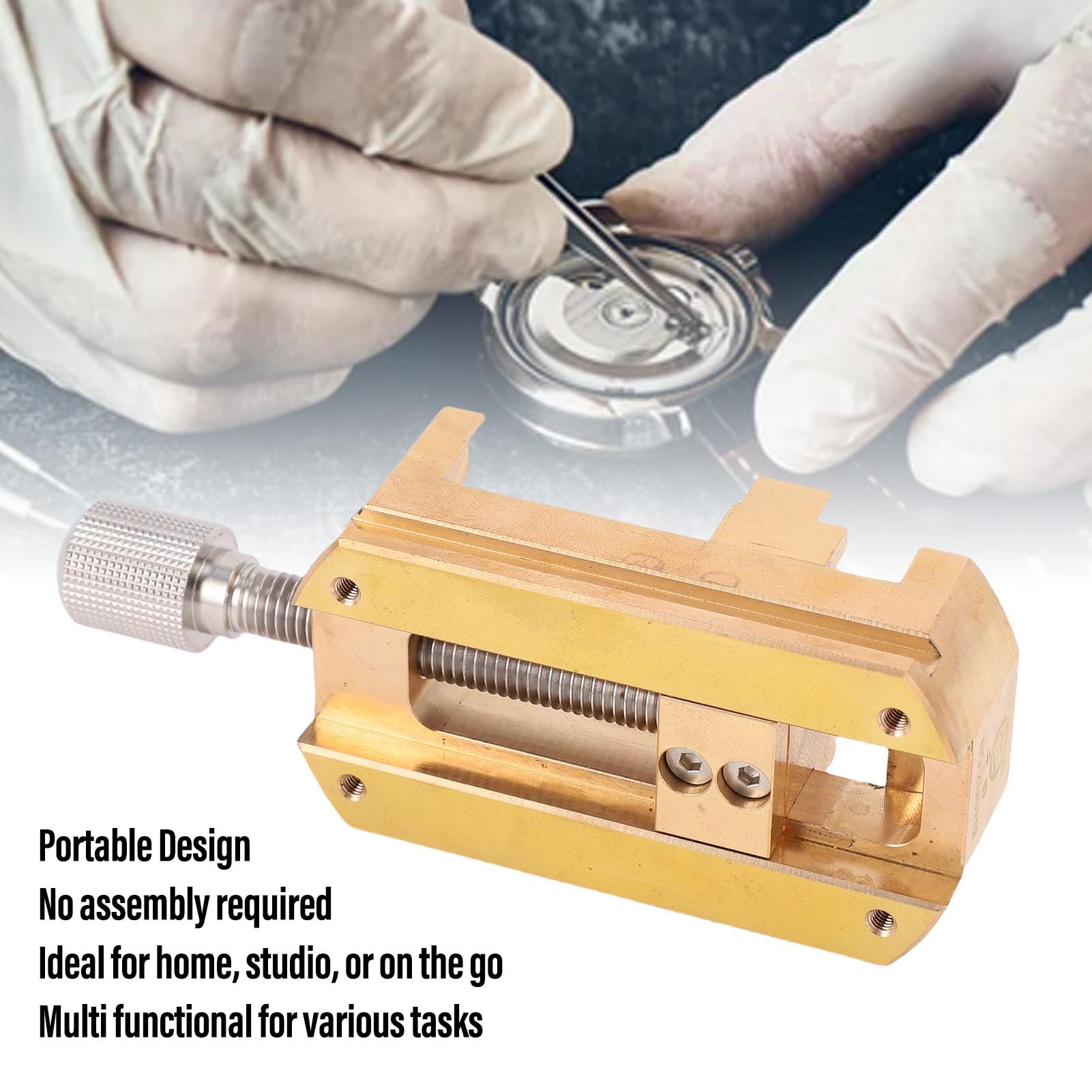 Mini abrazadera de tornillo de banco de acero inoxidable 304 de alta resistencia, prensa de taladro fractal de cobre para herramienta de reparación de relojes (soporte de