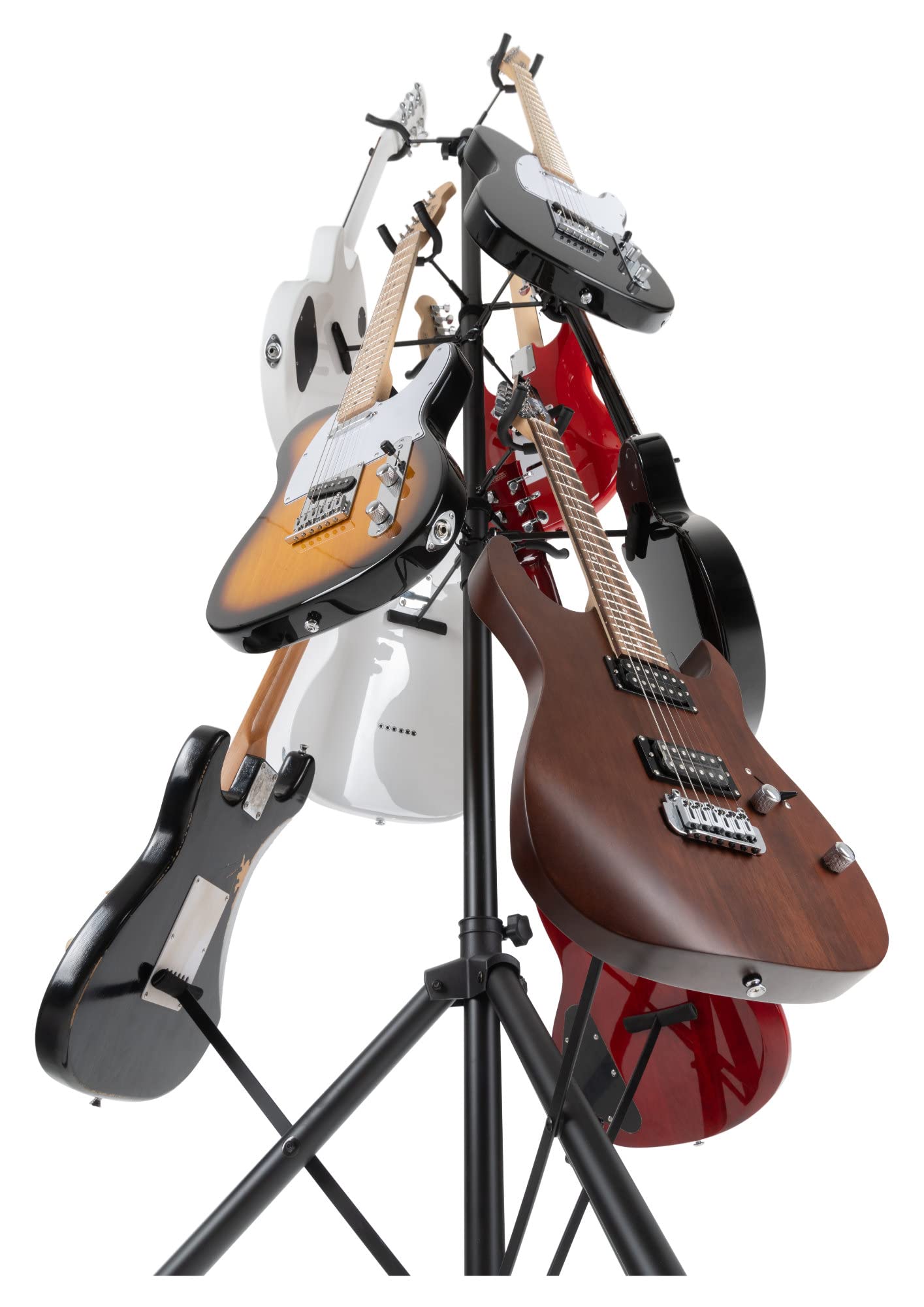 Pronomic GTT-009 Multi Gitarrenständer für bis zu 9 Instrumente - Gitarren, Bässe, Ukulelen und andere Saiteninstrumente - Klappbar mit Transportsicherung - Für Proberaum, Bühne oder Wohnzimmer