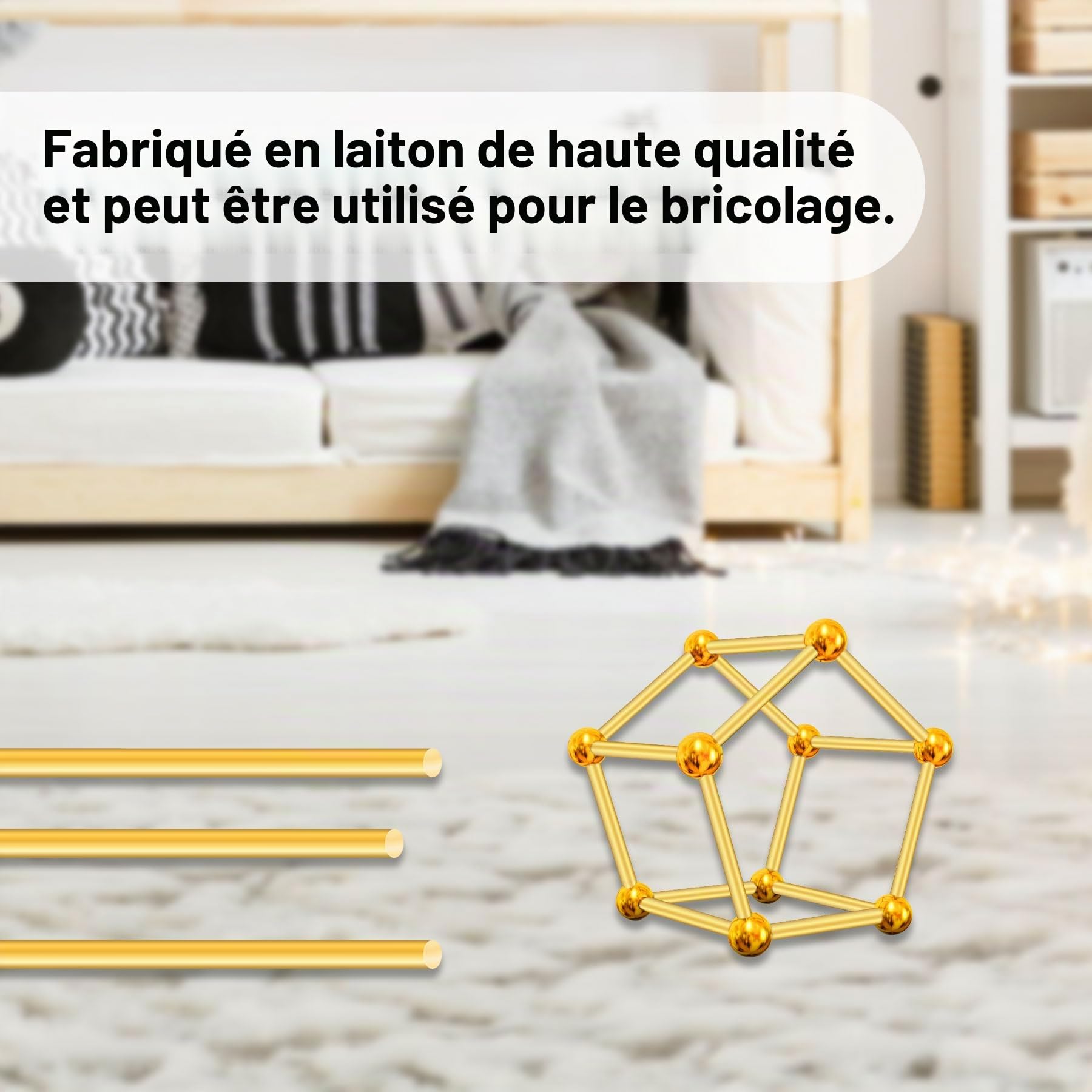 Lot de 2 barres rondes en laiton massif de 8 mm, iMeistek de 200 mm de long,Pour tour de bar, bâton, modèles RC, bricolage