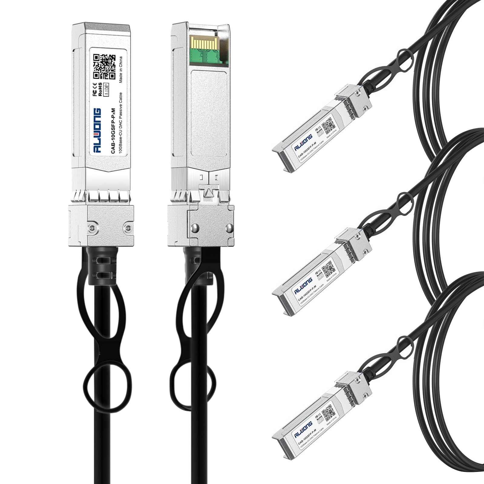 Lot de 4 câbles DAC à connexion directe SFP+ Twinax passif pour Cisco SFP-H10GB-CU50CM, Ubiquiti, Arista, D-Link, Huawei, Intel, Meraki, Mikrotik, Netgear, etc. 0,5 m