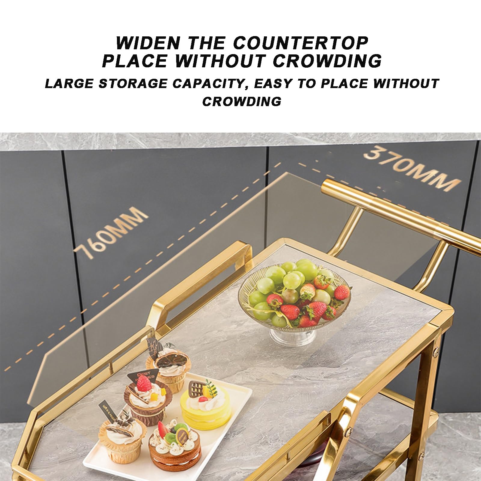 Carrello di Servizio per ristoranti, Robusto, a 3 Ripiani in Acciaio Inox con Ruote bloccabili, Carrello Mobile per Catering, Hotel e Bar.