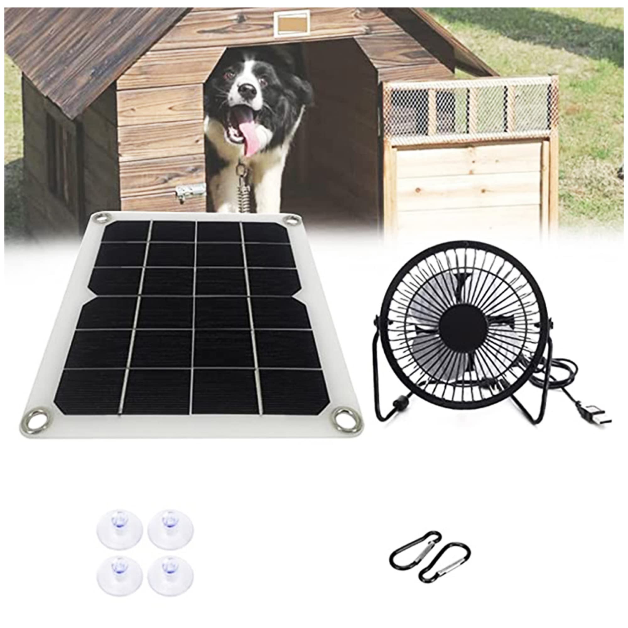 Ventilador solar de escape de 5W y 6V impermeable para invernaderos y mascotas