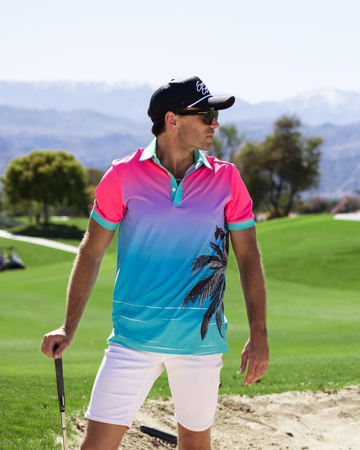 Sunday Swagger Men's 4 Way Stretch Short Sleeve Golf Polo Shirt Blue - Image 4