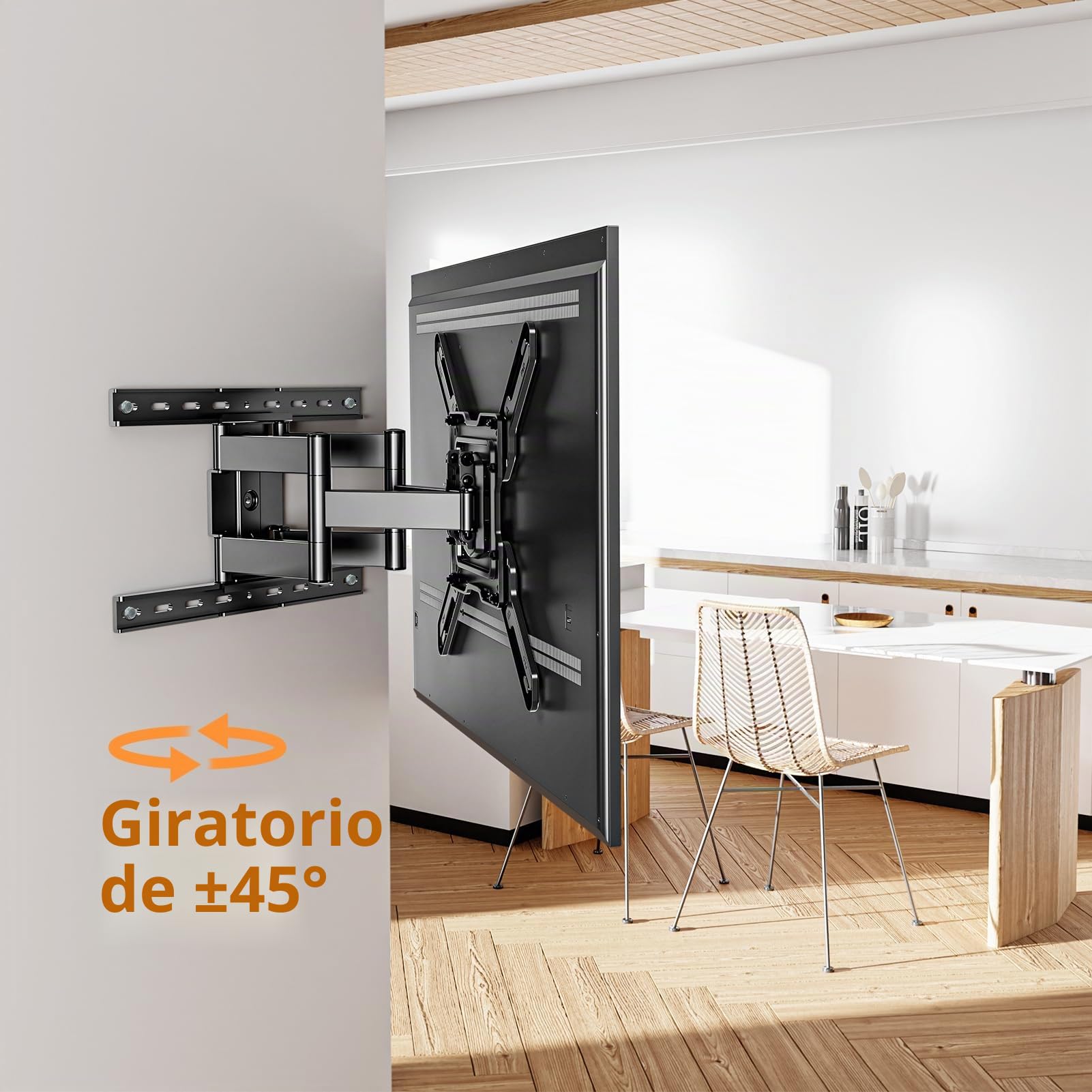 ELIVED Soporte de pared ultra delgado para televisores de 26 a 60 pulgadas, soporte de pared de perfil bajo, soporte de pared para TV giratorio e inclinado, máx. VESA 400 x 400 mm, soporta hasta 40 kg