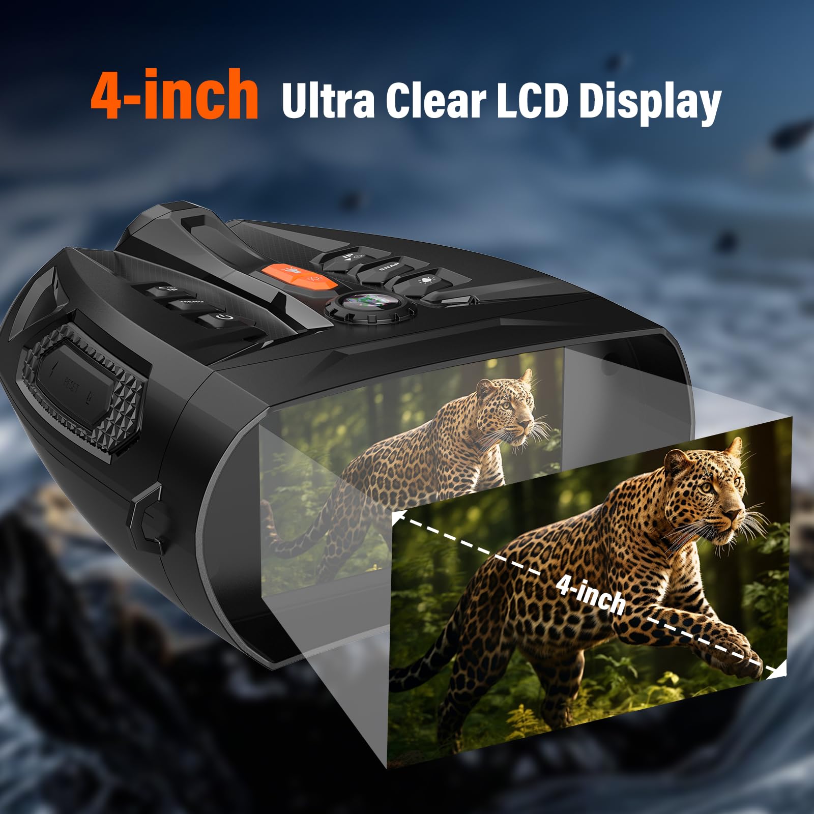 Visor Termico Caza - Pantalla HD de 4", Zoom 10X, 4K, Alcance de 800m, Batería de 5000mAh, Tarjeta de 32 GB, Prismaticos Vision Nocturna para Caza, Agrícola y Seguridad, Etc.