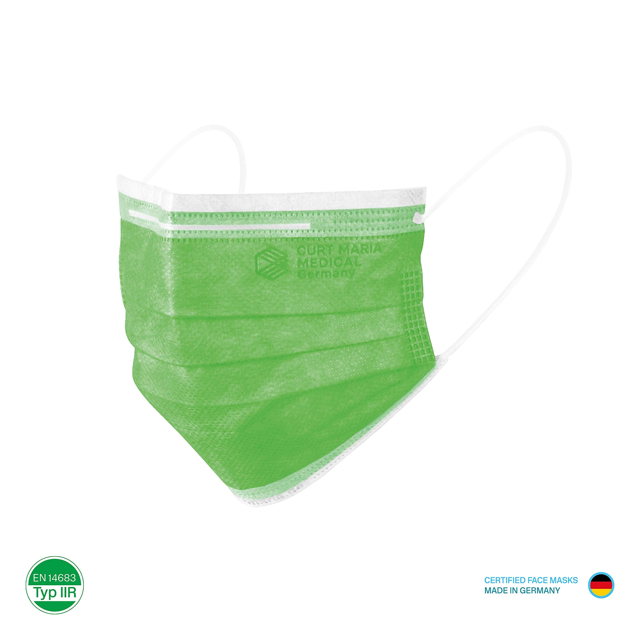 CURT MARIA MEDICAL 50 maschere mediche per il viso 3 strati monouso verde