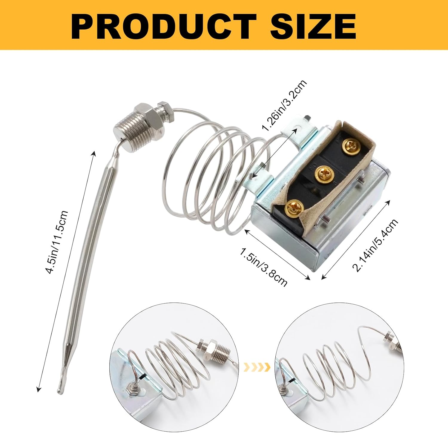 3/8" Fryer High Limit Switch LCCM080360000 Fryer Safety Thermostat, Replacement for Imperial Fryer 1177 Series, Replacement for Anets 42564