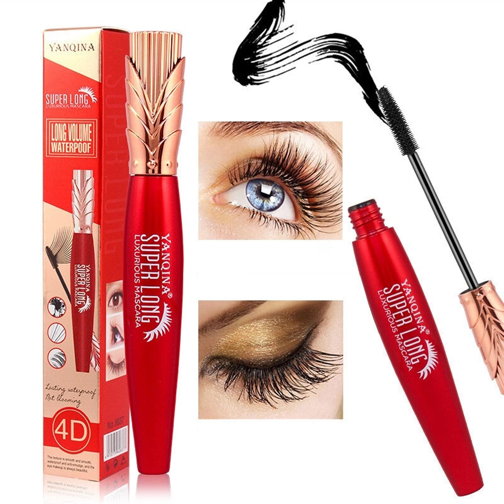 4D Silk Fiber Eyelash Mascara,4D Fibra Di Seta Mascara Estensione - Foto 2