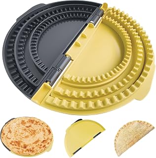 3-in-1 Tortilla Sealer, Tacos Tortilla Crimper Maker, Adjustable Size, For 6"-10" Crust, Make Sealed Quesadillas,Tacos, Burritos, Sandwich & More, BPA-Free, Dishwasher Safe(Yellow & Black)