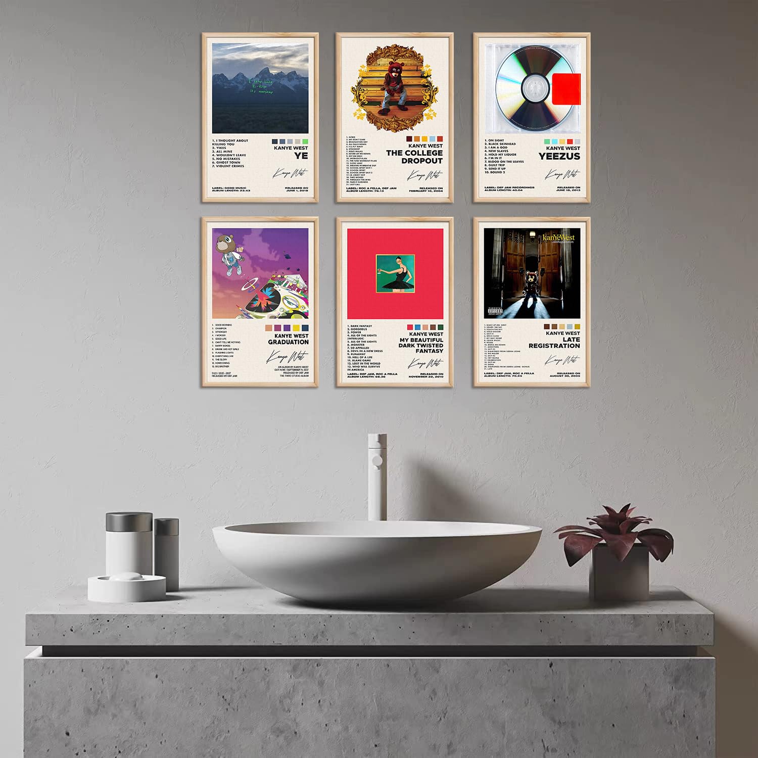 Kanye West Posters Album Cover Signed Limited Posters Prints Rapper Music Posters Room Aesthetic Canvas Wall Art Set of 6 for Teen and Girls Dorm Decor 8x12 inch Unframed — view 6