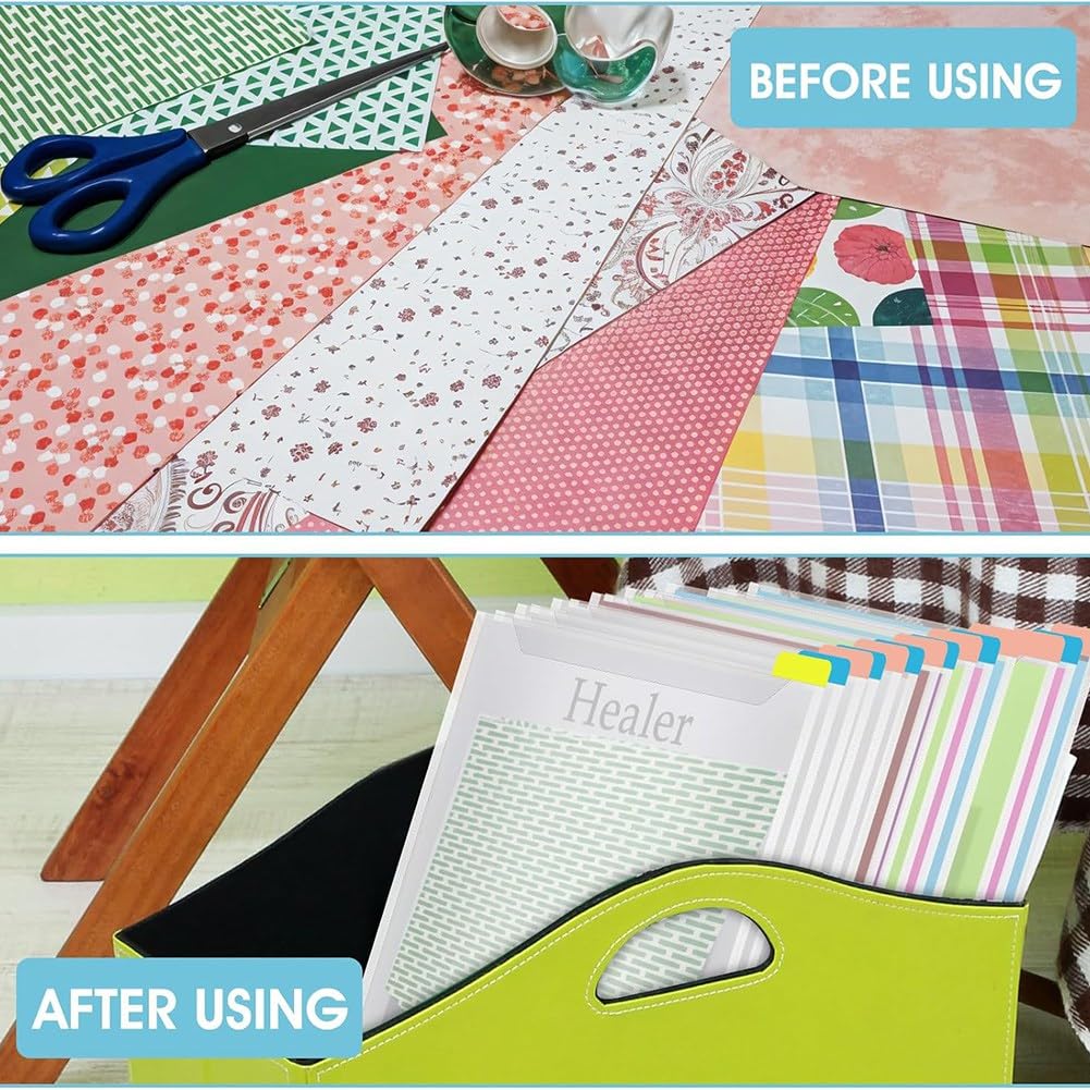 Organizer do przechowywania papieru do scrapbookingu, 30 x 30 cm, przezroczysty organizer na papier do scrapbookingu, z samoprzylepnymi zakładkami indeksowymi, mieści