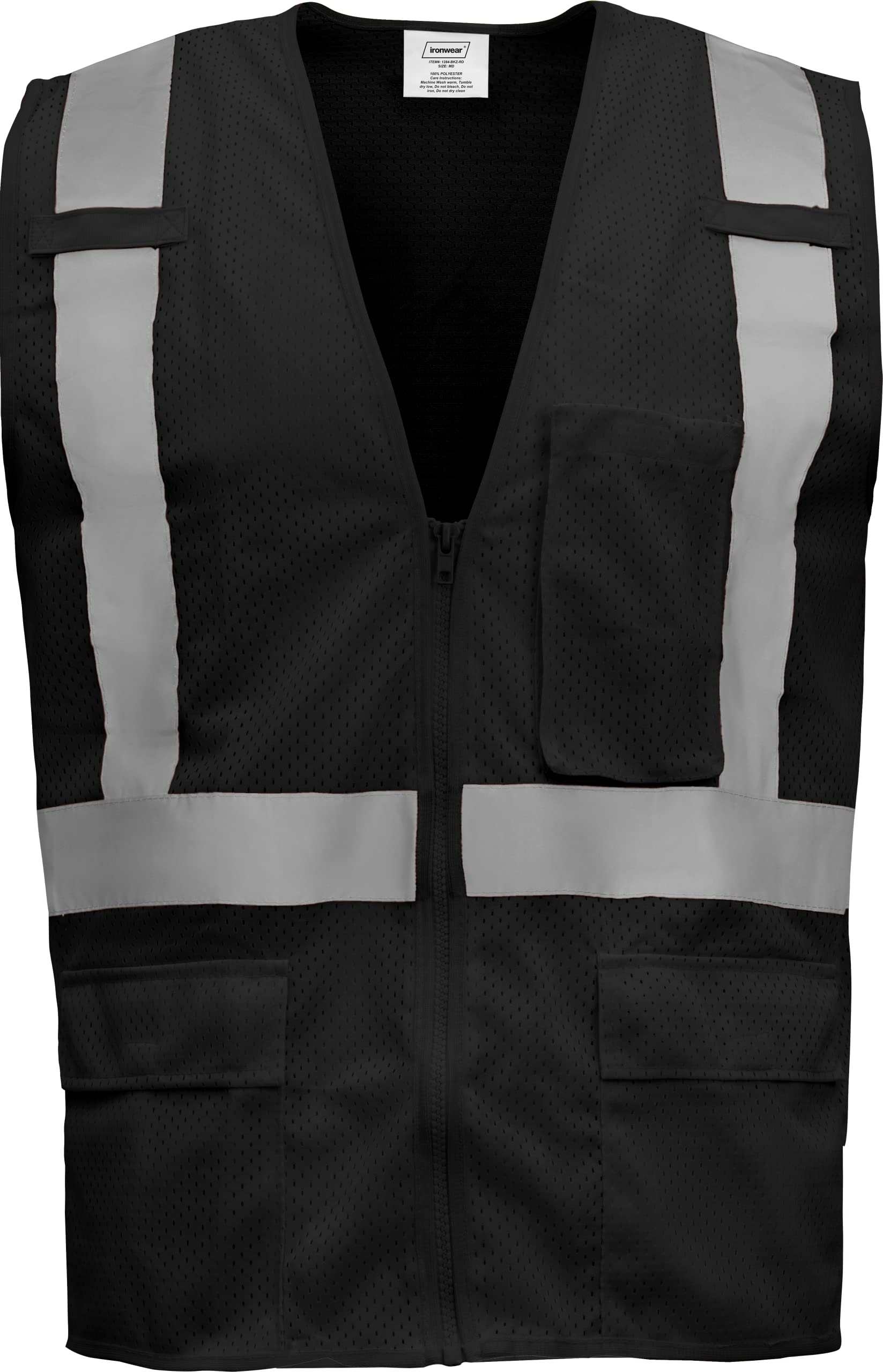 Ironwear 1284 Class 2 Polyester Safety Vest w/Zipper & Radio Clips