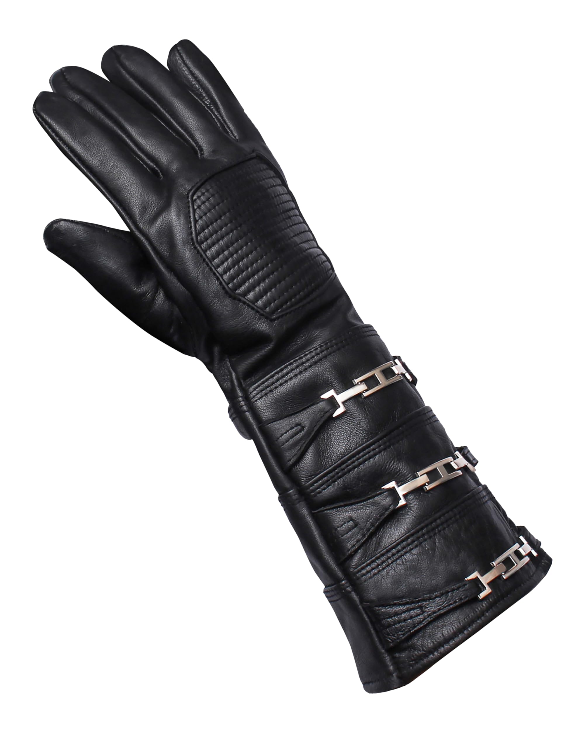 URBAN BUCK Real Sheepskin Leather Sky Gauntlet Costume Glove - Regular Fit Long Arm Cuff Mens Unlined Cosplay Gloves