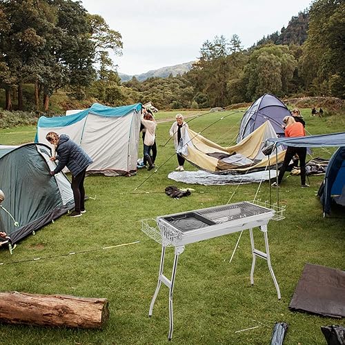 Miniatura 6 de Parrilla de carbón para barbacoa, parrilla portátil de carbón de acero inoxidable, parrilla de camping para barbacoas al aire libre, camping,
