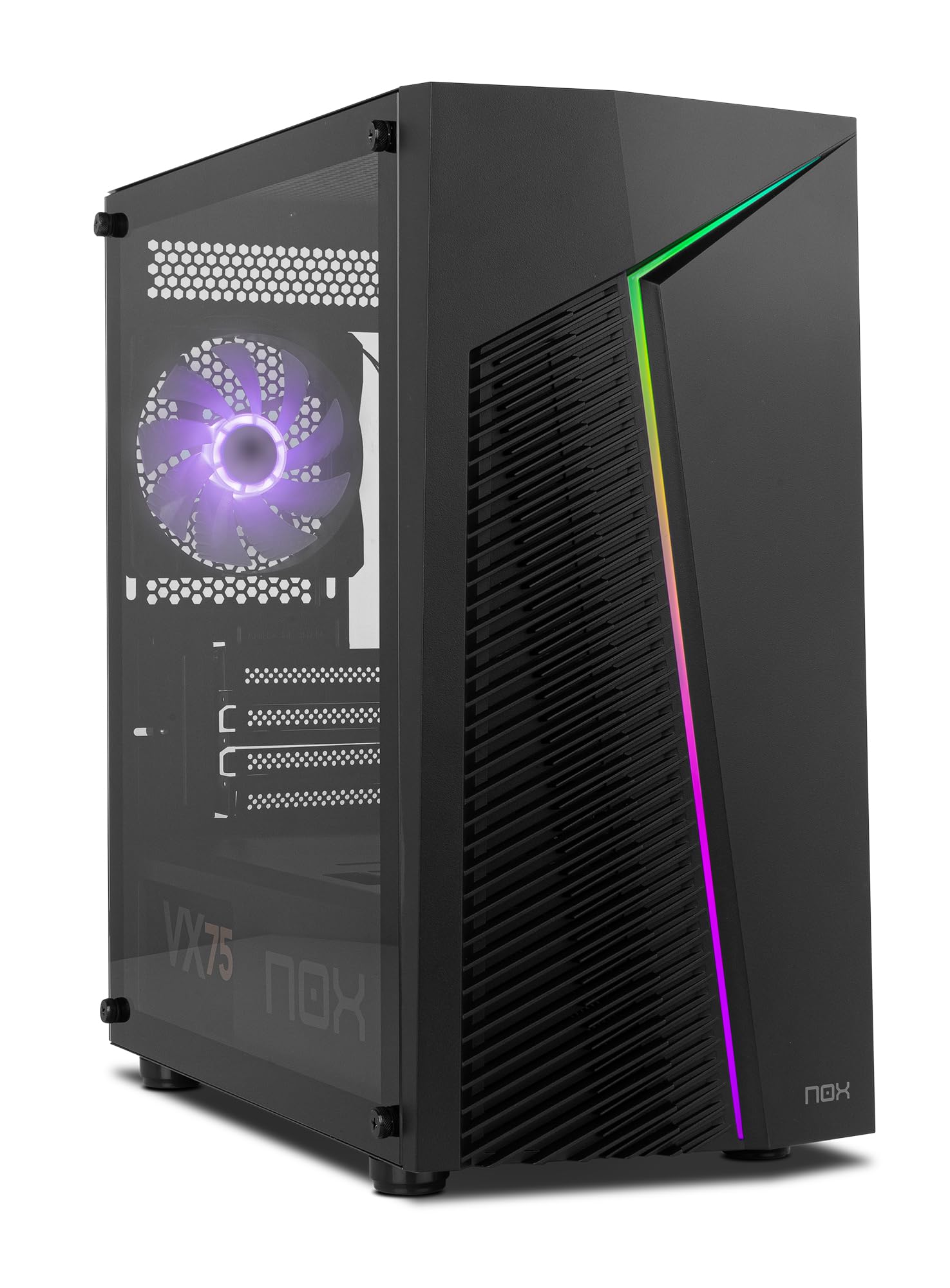 NOX XTREME PRODUCTS INFINITY ZETA - Mini Tower M-ATX/ITX ARGB Rainbow Dynamic, pannello laterale in vetro temperato, spazio per 6 ventole, compatibilità schede grafiche fino a 310 mm, USB 3.0, nero