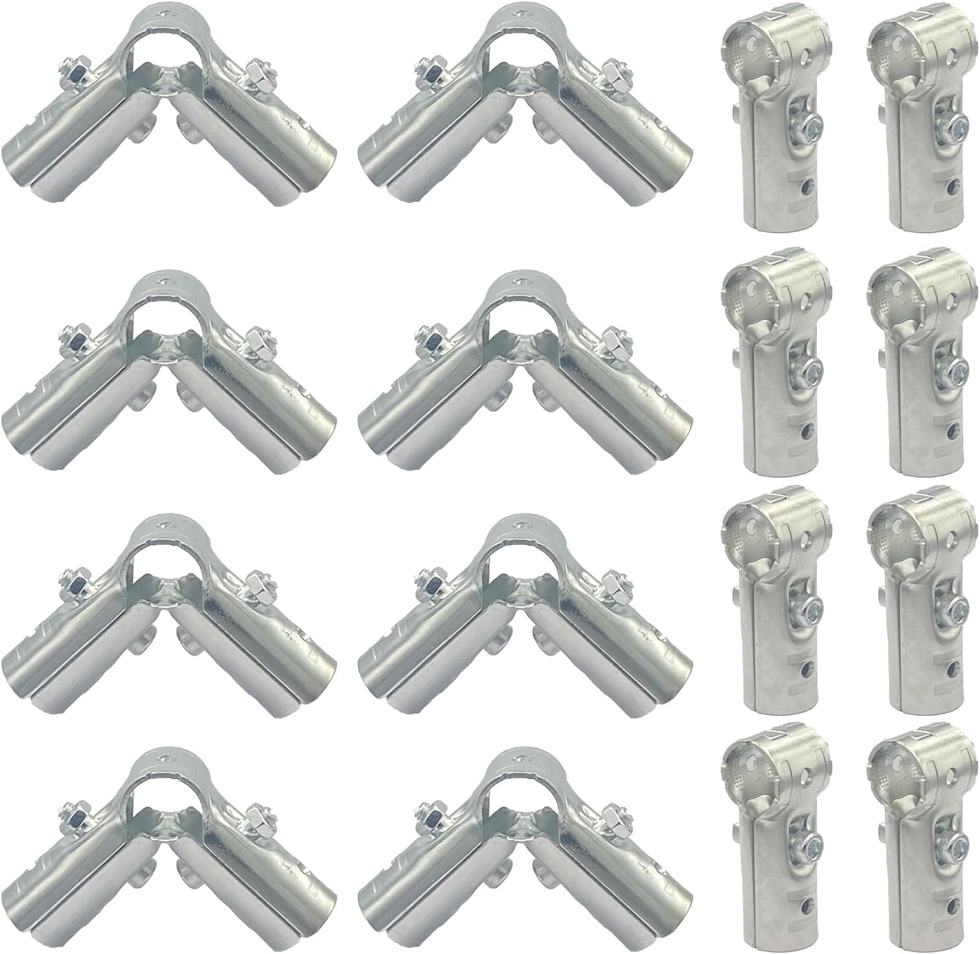 Structural Pipe Connector 3/4,8 Sets 3/4 Inch 90 Degree 3 Way Metal Joint Tubing Clamp and 8 Sets 3/4 Inch T Pipe Clamp Connector Tubing Clamp, Fits Metal Pipe O.D.: 3/4".