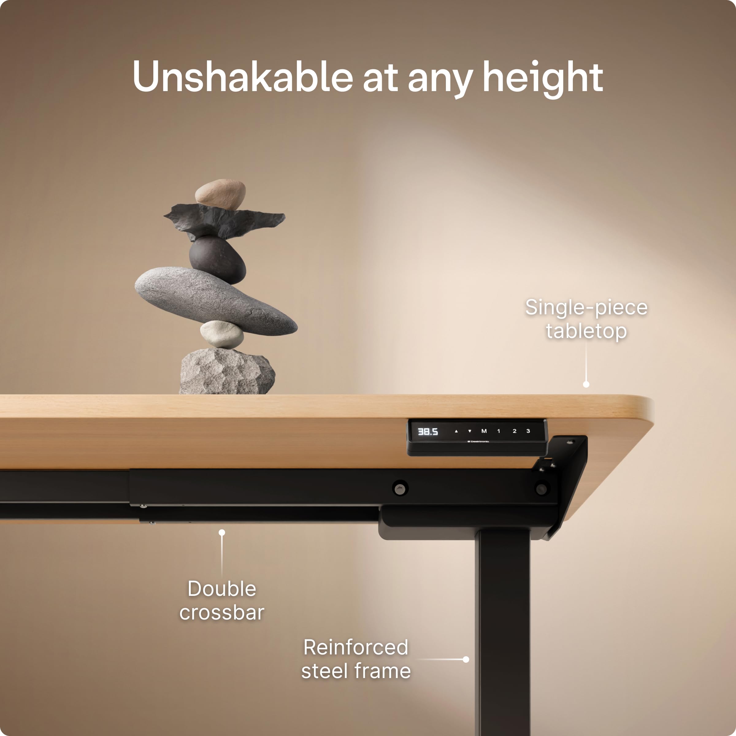 Black 60x28 in Electric Standing Desk, 1 Inch Thick Tabletop | Double Beam Frame, Holds 220lbs, Sit Stand, 3 Memory Height Adjustment, Extra Deep Table Top, Black Frame product image 17