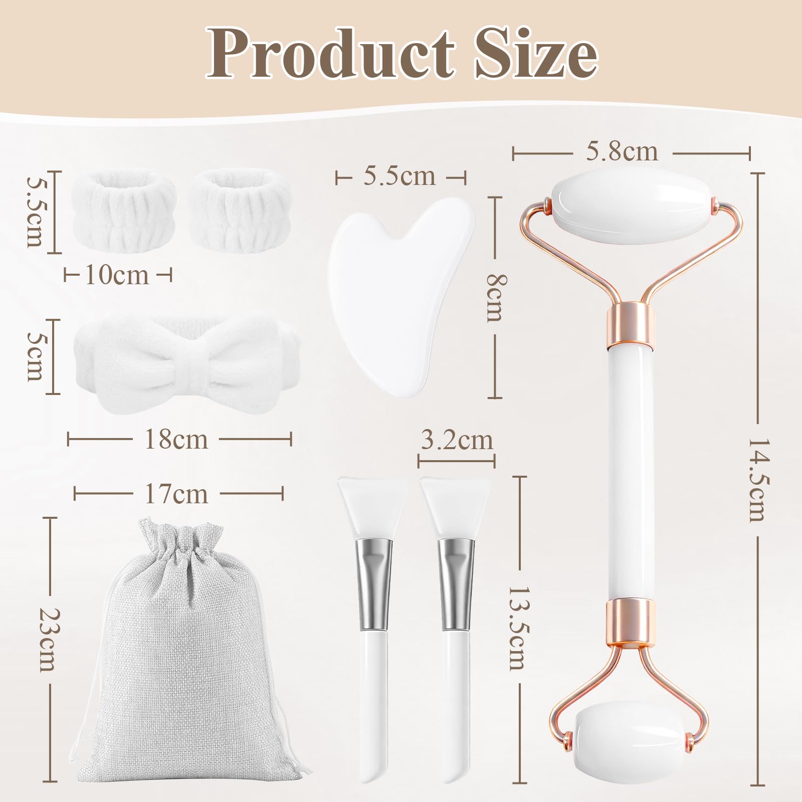 flintronic Zestaw 7 w 1 Gua Sha do twarzy, Gua Sha i wałek do twarzy, wałek do masażu twarzy przeciwzmarszczkowy, łagodzi skórę i eliminuje obrzęk oczu