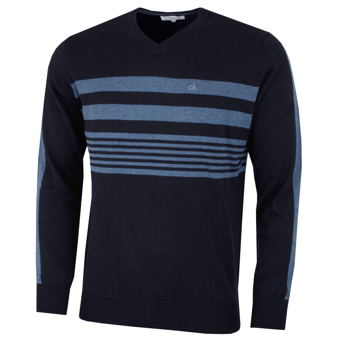 Calvin Klein para Hombre Rendimiento con Cuello en V Suéter de Rayas de Pecho