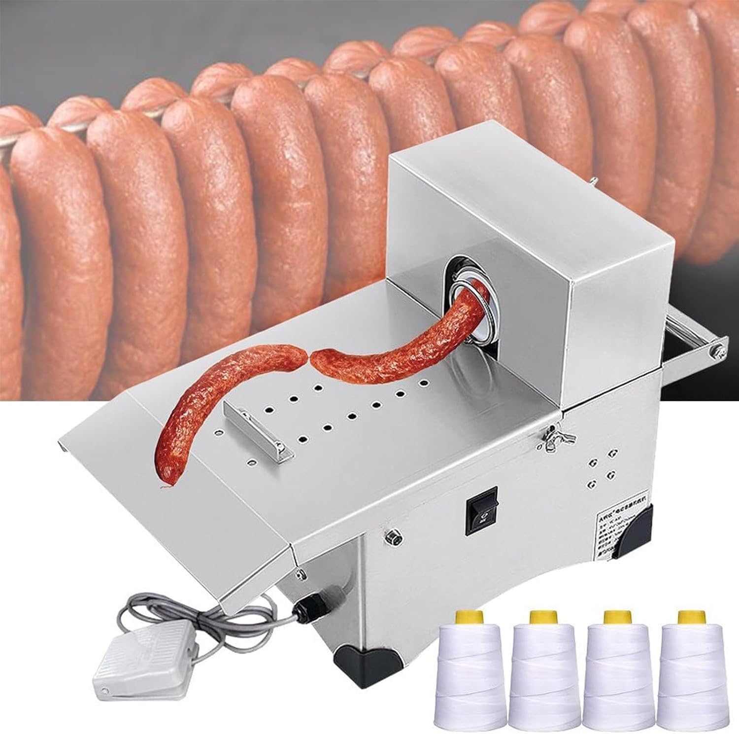 Electric Sausage Tying Machine,Electric Sausage Stuffer Machine,10-42mm Sausage Tying Knotting Machine, Automatic Sausage Binding Strapping Machine,Sausage Tying Knotting Machine